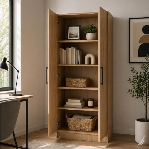 Nautica Clóset Vertical Home 2 Puertas 180 cm, Armario de Madera con Bisagras Metálicas de Apertura Suave, Organizador de Ropa Moderno para Recámara
