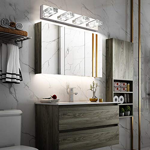 SOLFART 4 Lights Dimmable Modern Glass Stainless Steel Vanity Wall