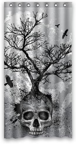 Creative Skull Tree Black Eagle Shower Curtain 36"x 72"