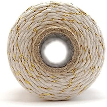 100m IPALMAY Cotton Bakers Twine for Garden Twine or Gift Wrapping, Spool 3-Ply, Gold and White