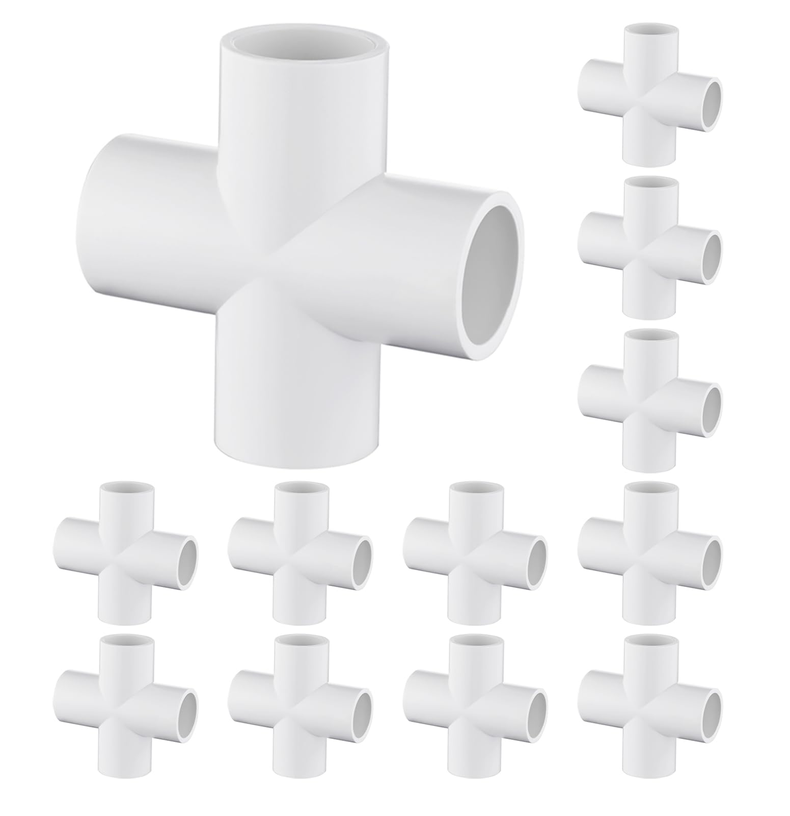 Photo 1 of 12 Pack 3/4" Cross PVC Fitting Connector, 4-Way Cross Furniture Grade Elbow Fittings for DIY PVC Shelf Building Furniture Garden Greenhouse Connection Tent