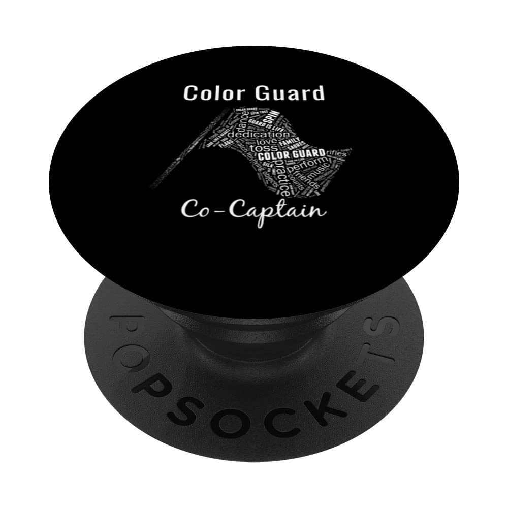 Color Guard Flag Co-Captain Band Word Collage PopSockets Swappable PopGrip