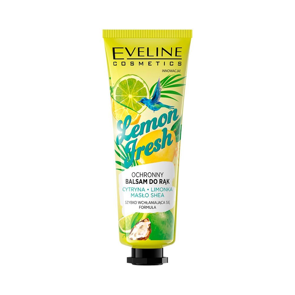 Eveline Cosmetics Lemon Fresh LEMON FRESH Citrus Hand Balm - Nourishing & Hydrating Hand Cream with Shea Butter, Argan Oil and Lime Extract - 50ml