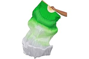 TMZAQH Women 1 Piece Right Hand Real Silk Long Belly Dance Fan Veils 150 * 90 cm