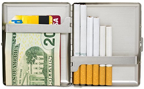 Silver Classic (Full Pack 100s) Metal-Plated Cigarette Case & Stash Box
