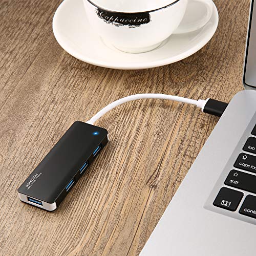 RSHTECH USB C Hub Type C to 4 Port USB 3.0 Hub Ultra Slim Splitter (Black) - Thumbnail 6