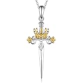 Feijiesi Italian Horn/Sword/Lotus/Mountain/Book/Key Necklace for Women Sterling Silver Gold Crown Necklace Gold Jewelry for Women