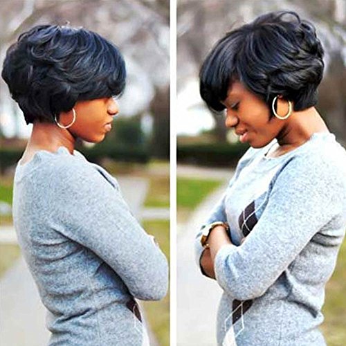 SHANGKE Women's Wig Short Curly Kinky Wigs for Women Fluffy Wavy Black Natural Looking Synthetic Hair Wigs