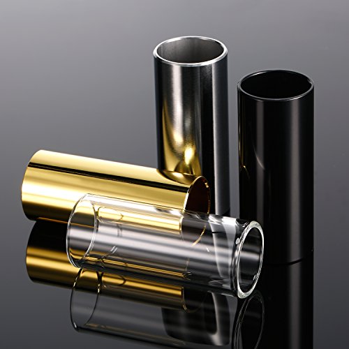image for Patelai 4 Pieces Glass Slide and Brass Slide in Box for Guitar, Bass, 