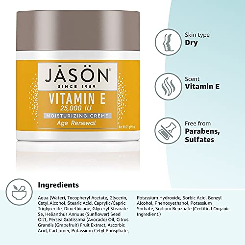 Jason Moisturizing Crème, Vitamin E 25,000 Age Renewal, 4 Oz Pricepulse