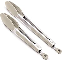 Gorilla Grip Stainless Steel Kitchen Tongs, 2 Piece Set Includes 9 and 12 Inch Locking Tong, Heat Resistant Premium…