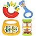 4 Piece Baby Instruments Band Set Musical Toys for Infant Babies Toddler Kids Includes Mini Rainbow Shaker, Baby Maracas Rattle, Baby Clip Clap and Musical Ring Safe from Ages 3 Months and Up
