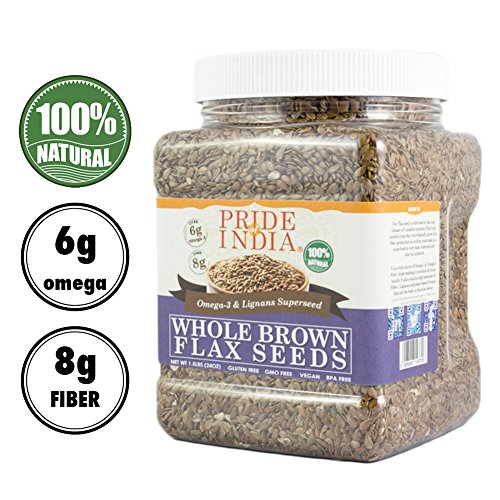Pride Of India - Brown Flax Seed Omega-3 & Lignan Superfood, 1.25 lbs Jar