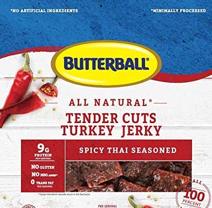 Butterball All Natural Tender Cuts Turkey Jerky Spicy Thai 2 Bags 0.9 ounce