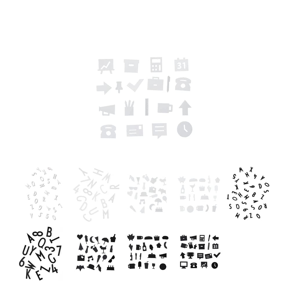 Design Letters Office Icons for Message boards | Unique 20 pcs. Photobooth props with graphic symbols | Office icons for decorating birthday and office party | White