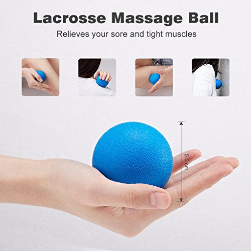 Finether Foam Roller Set with Massage Stick Lacrosse Massage Ball Spiky Massage Ball Carry Bag for Deep Tissue Muscle Massage Stretching Trigger Point Yoga Injury Prevention Physical, Blue