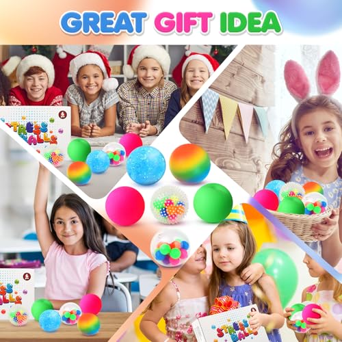 Stress Balls for Kids Adults: 6 Pack Sensory Fidget Squishy Balls, Soft Calm Down Toys for Classroom Prize Box, Office Desk Travel Toys, Birthday Party Favor Gifts for Boys Girls