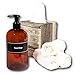 Bottiful Home-16 oz Refillable Durable Translucent Amber PET Plastic Body Wash & Hand Soap Pump Bottles-B&W Pre-Applied Fully Waterproof Labels-100% Rust-FREE, Clog-FREE, Drip-FREE