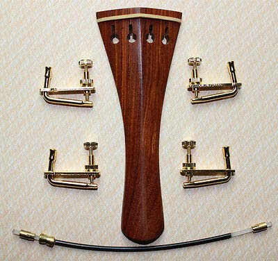 FidgetKute Rosewood Violin Tailpiece 4/4 Size with Tail Gut Four fine Tuners Show One Size