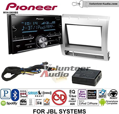 Volunteer Audio Pioneer MVH-S600BS Double Din Radio Install Kit with Bluetooth USB/AUX Fits 2005-2011 Toyota Tacoma with Amplified System (Silver)