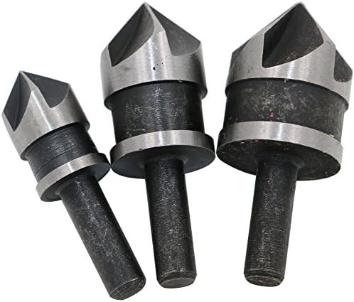 Here4Tool HT23016 3pcs 90 Degree 5-Flute Chamfering Cutter Set (Round Shank)