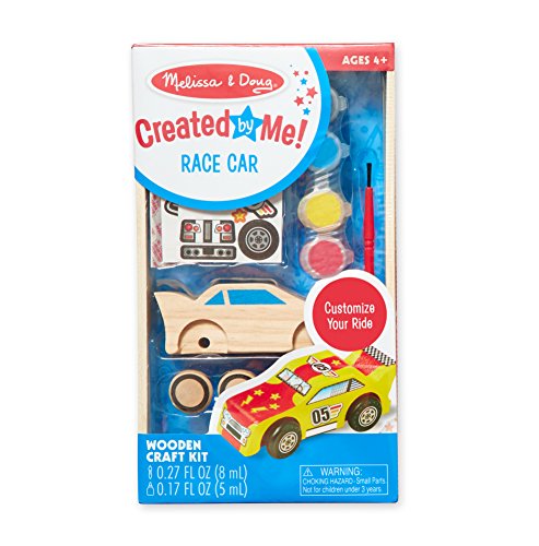 Melissa & Doug Created by Me! Race Car Wooden Craft Kit, Great Gift for Girls and Boys - Best for 4, 5, 6, 7 and 8 Year Olds