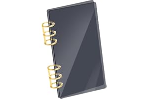 SBYURE A6 Binder Black Acrylic Notebook Cover 6-Hole Binder Notebook Refillable Planner Cover with Gold Metal Round Ring for School Meeting Travel Office