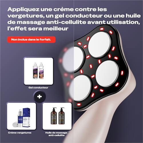 Vibra Pro Anti-Cellulite Slimming Machine Massager with 4 Professional Heads for Waist, Belly, Buttocks, Arm, Unisex, Skin Firming (Rose Gold)