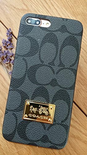 Gibbon iPhone7/8 Plus - US Fast Deliver Guarantee FBA- New Elegant Luxury Designer PU Leather Monogram Style Cover Case for Apple iPhone 7PLUS 8PLUS ONLY (CO Badge Black)
