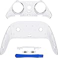 eXtremeRate Top Bottom Decorative Trim Shell Compatible with ps5 Edge Controller DIY Replacement Front Back Clip Shell, Custom Clear Plates Cover Compatible with ps5 Edge Controller