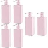 Alipis Pink Refillable Pump Dispenser Bottles 7.48X7.91X2.64In - 6 Pcs 22Oz Square Plastic Containers for Shampoo Conditioner Lotion Body Wash - Ideal for Home Travel and Hotel Use