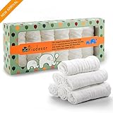 Baby Washcloths, Ricdecor 6 Pack Extra Soft Baby Muslin Washcloths and Towels Organic Cotton and Dye Free Baby Wipes Perfect for Baby’s Sensitive Skin – Great Baby Shower Gift (White 10”×10”)