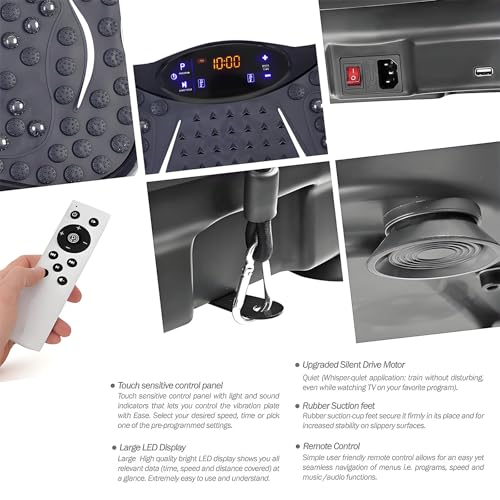 ALISMAEEL Vibration Plate Fitness Platform Exercise Machine Vibrating Lymphatic Drainage Shaking Full Body Shaker Workout Vibrate Stand Shake Board Sport Gym for Weight Loss Fat Burner for Women Men