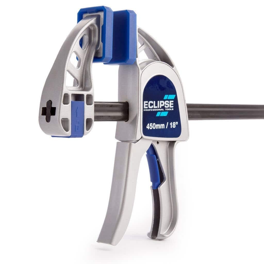 Eclipse Professional Tools EOHBC18-HD Heavy Duty One Handed Bar Clamp 450mm (18"), Blue/Silver/Black
