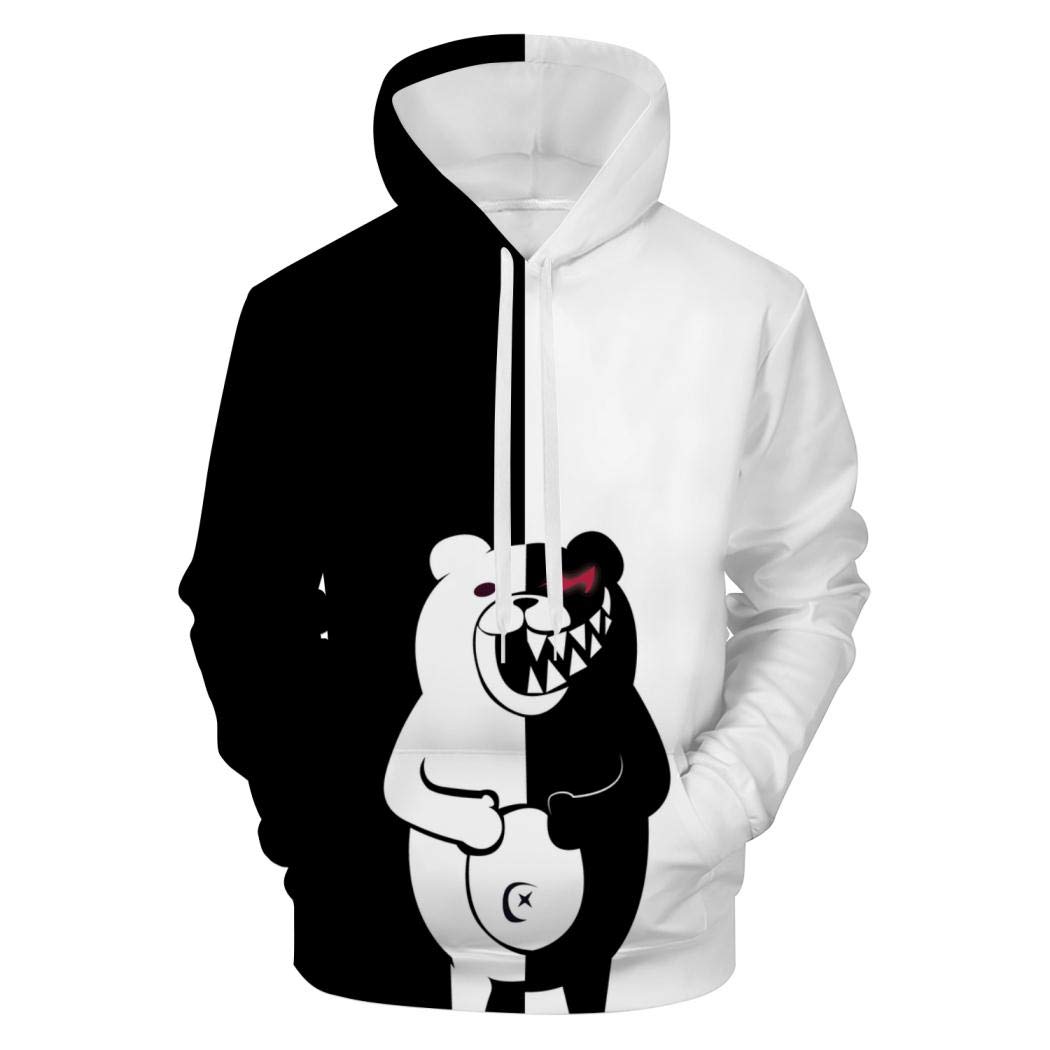 Addsomeing Funny Cool Mens 3D Da-n-G-an-Ron-pa Mo-no-Kuma Hoodies Novelty Design Anime Cartoon Anima