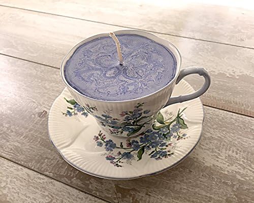 Teacup Candle - Vintage Royal Albert China Cup with blue floral detail design with Hydrogen Scented Soy Wax Candle