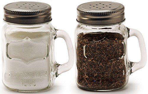 image for Circleware Glass Mini Mason Jar Mug Salt and Pepper Shakers with Handl