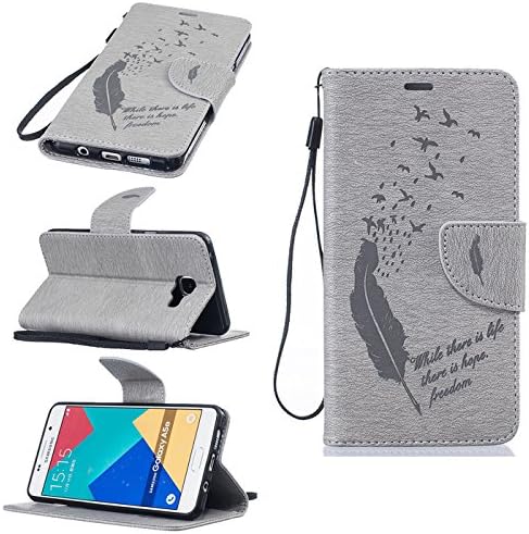 A5 2016 Case, Ngift [Gray] [Cats and tree] [Kickstand] Pattern Premium PU Leather Wallet [Card/Cash Slots] Flip Cover for Samsung Galaxy A5 2016
