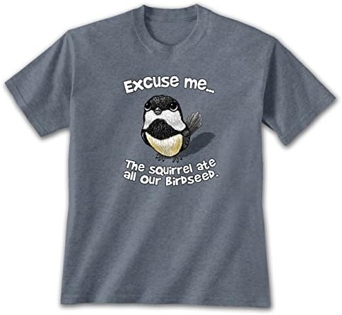 Excuse Me Bird - XL T-Shirt Heather Indigo, Cute Bird, Novelty Gift Apparel