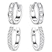 Kesaplan 2 Pairs Hoop Earrings Made of Austria Crystals, Huggies Earrings Set Platinum Plated Earrings for Women Girls Cute Small Hoop Earrings
