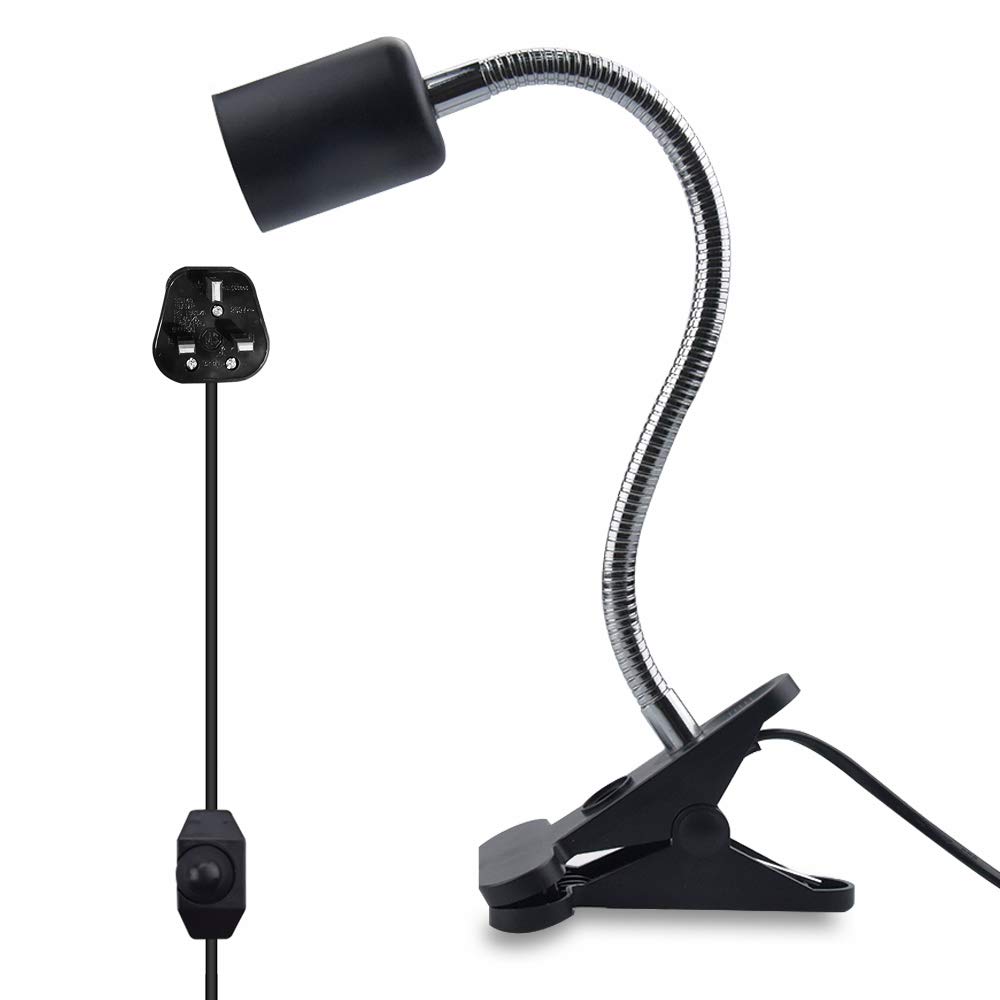 DoRight Reptile Lamp Holder- Flexible Reptile Clamp Lamp Fixture for Reptiles, E27 Adjustable Turtle Light Holder Ceramic Heat Lamp Stand with Clip for Aquarium, Lizard, Spider, Snake, Turtle