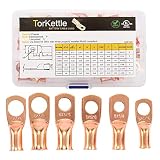 UL Listed Copper Wire Lugs,40pcs Battery Cable Terminal Closed Ends Eyelets Tubular Ring Connectors Assortment Kit-6 Sizes