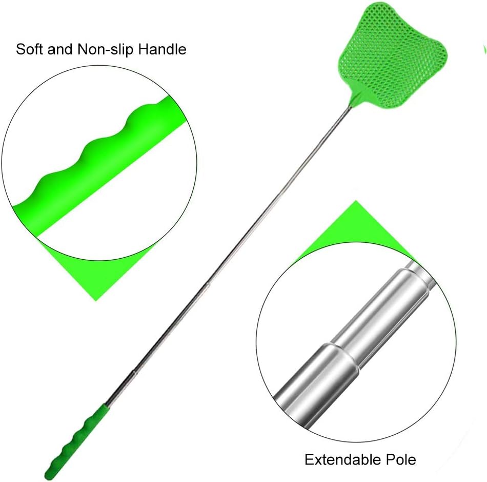 4pcs Telescopic Fly Swatters Durable Plastic Heavy Duty Flyswatter with Stainless Steel Handle 4 Colors: Garden & Outdoor