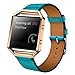 GBSELL New Luxury Genuine Leather Watch band Wrist Strap + Metal Frame For Fitbit Blaze Smart Watch,Blue