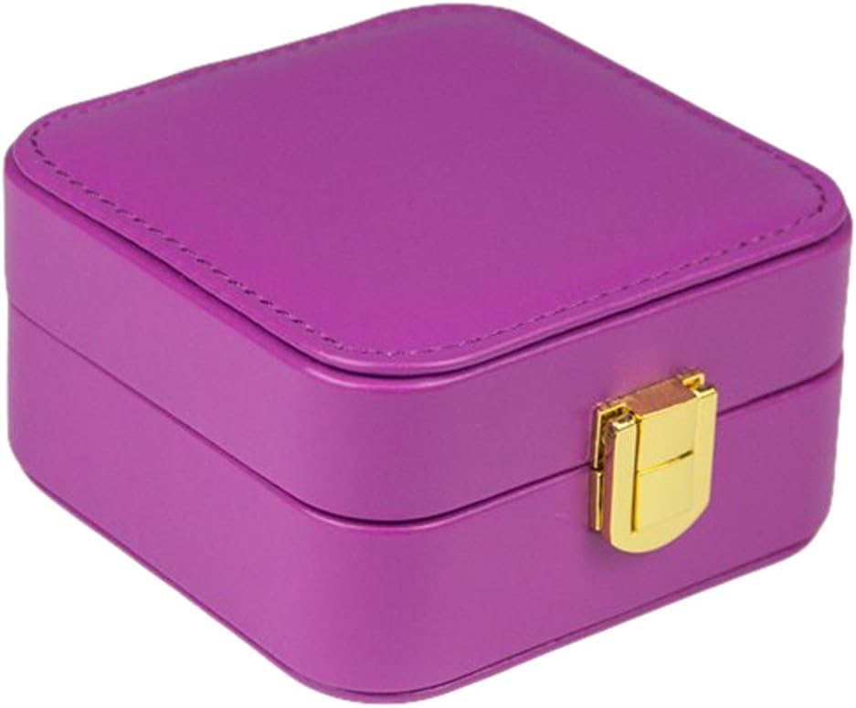 Angela and Tina Travel Jewelry Box Portable Small Jewelry case Mini Organizer Faux Leather Storage with Mirror Gift for Women/Girls/Kids
