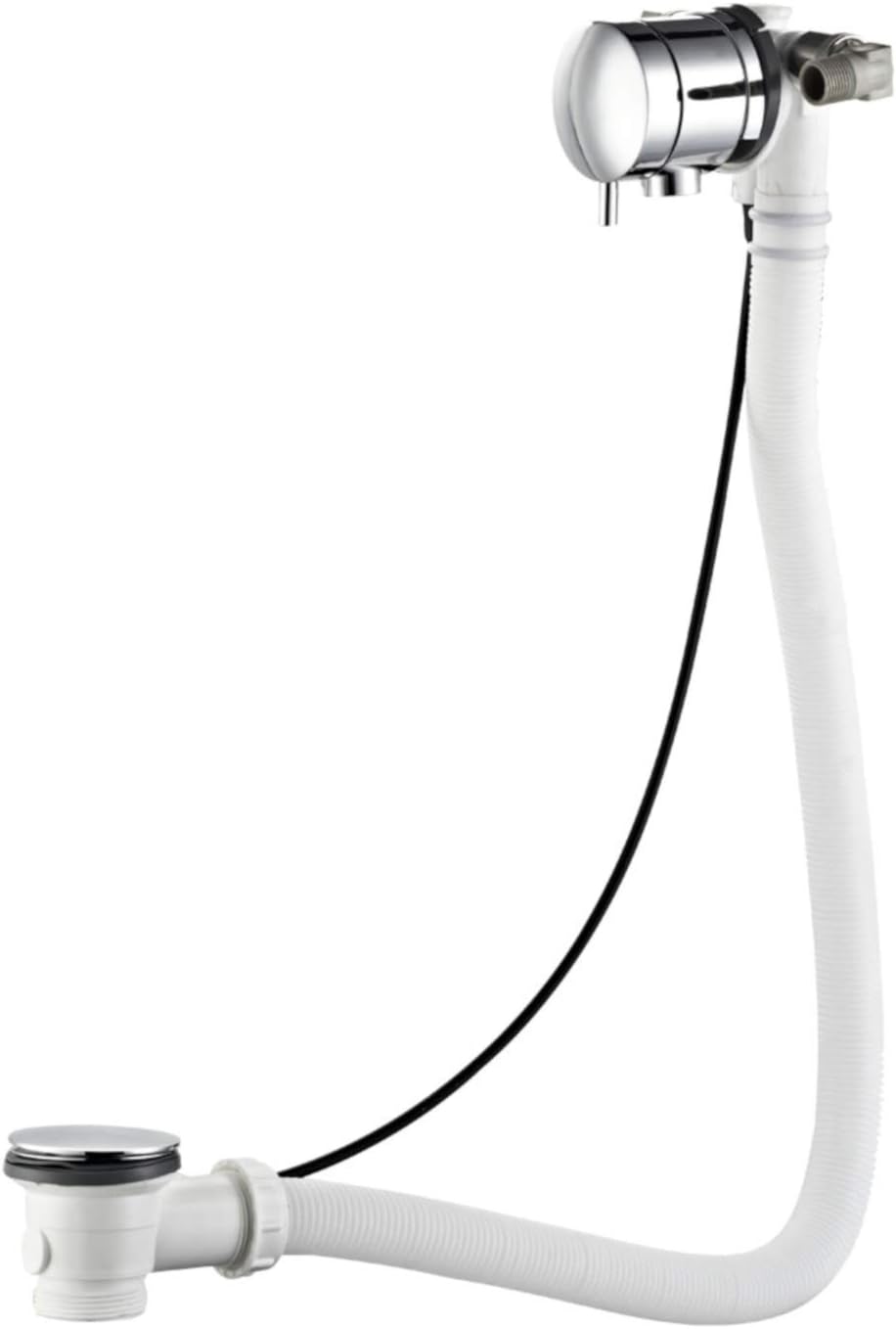 ENKI W41 Bath Filler Waste with Overflow Chrome Round Click Clack