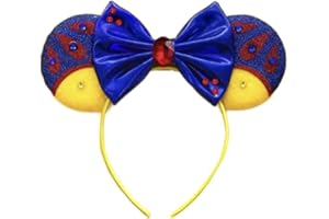 CLGIFT Snow White Mickey Ears, Snow White Ears, Blue Yellow Minnie Ears, Princess Mickey Ears, Blue Minnie Ears