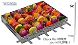 KonExcel SkeweRack - Turns 6 Kabobs Simultaneously, Sturdy Stainless Steel Shish Kabob Skewer & Rack Set (1 Rack + 6 Skewers)