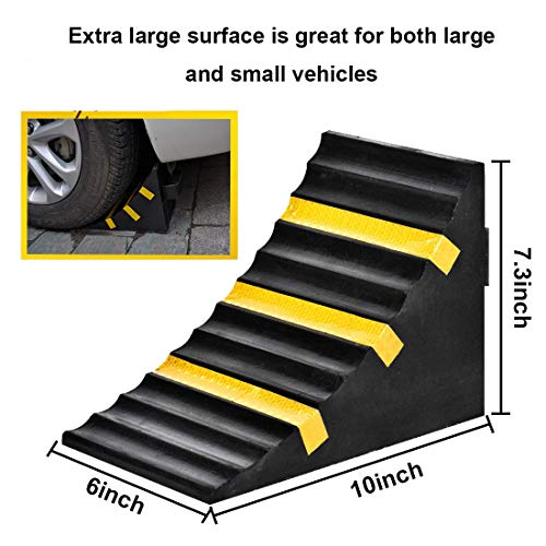 RELIANCER 2 Pack Wheel Chocks Heavy Duty Extra Large Industrial Rubber