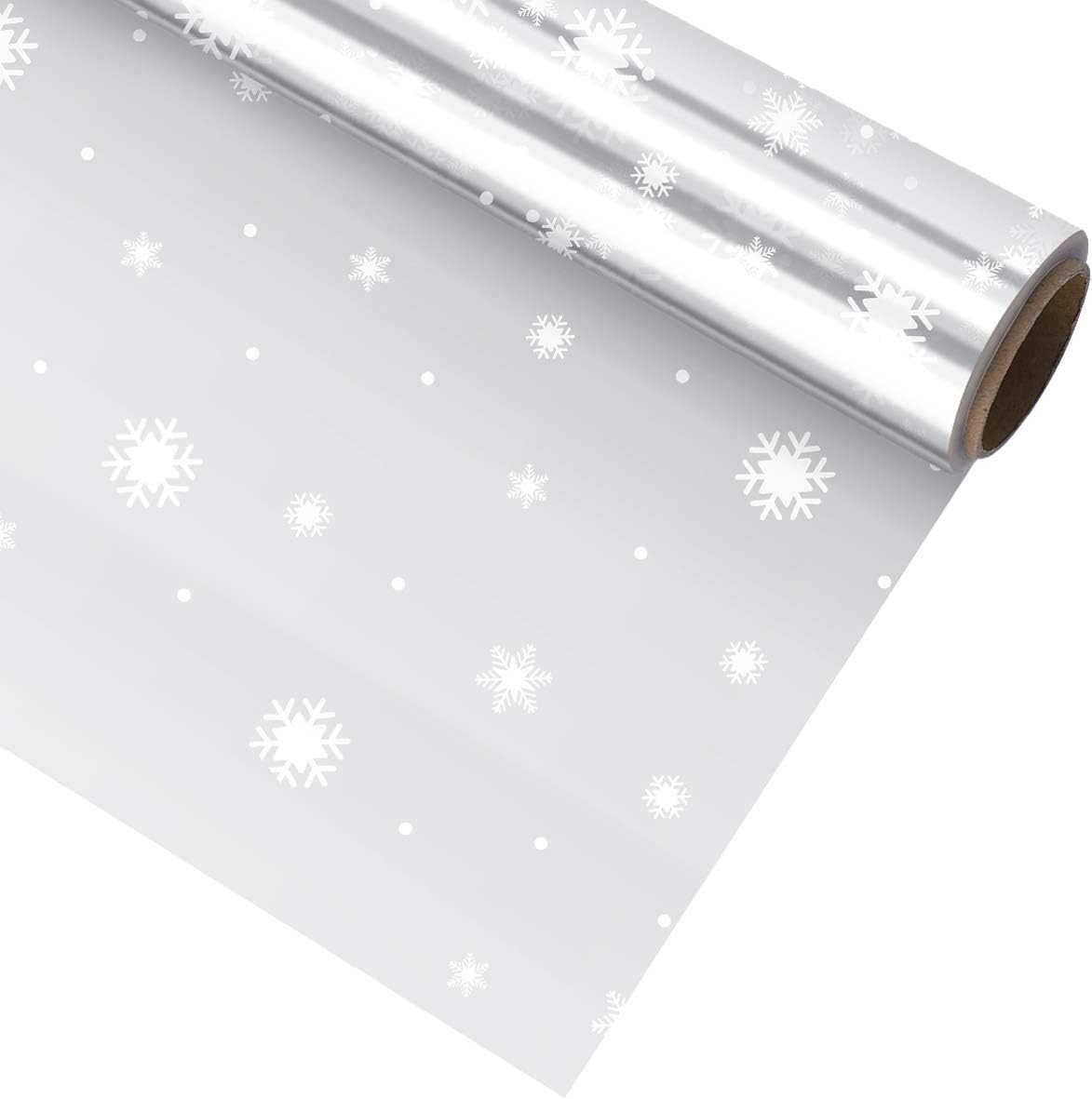 Tomaibaby Clear Cellophane Wrap Roll Snowflake Florist Paper Wrapper 3 Mil Thick Crystal